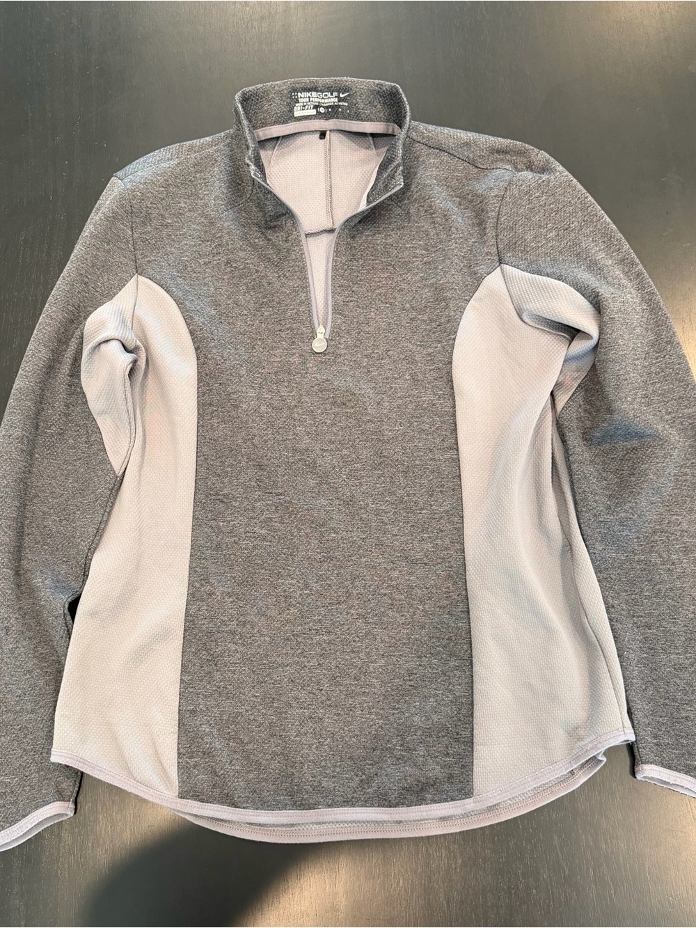 Nike Women's Gray Heather Half-Zip Pullover with Light Gray Side Panels